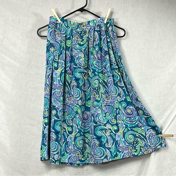 Vintage Pappagallo 100% Silk Midi Skirt Womens 6 Paisley Floral Grandmacore 90s - Picture 1 of 11